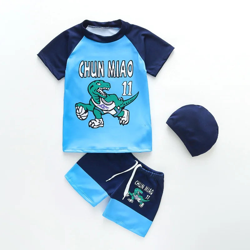 Boys Swimwear Two Pieces Swimsuits Toddler Boys Floating Suit Children Surfing Suit Kids Cartoon Beach Wear Swimming Trunks