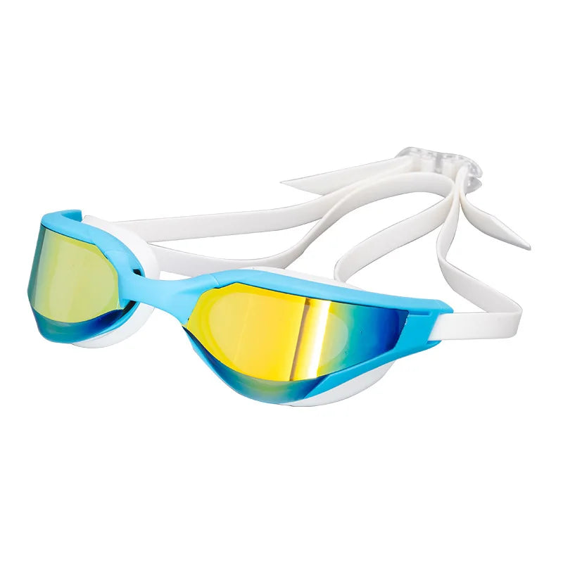 Professional Adult Swim Goggles Waterproof Fog-proof Racing Goggles Men Women Cool Silver Plated Swimming Equip