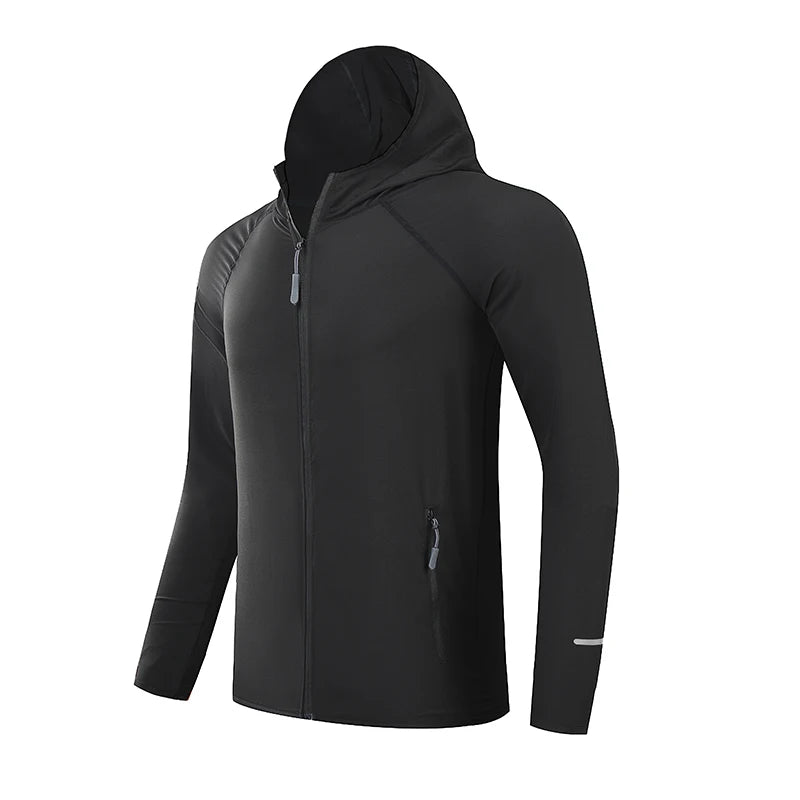 Bright Running Jacket Reflective Summer Quick Dry Gym Coat Hooded Jogging Sun Protection Fishing Outdoor Hiking Breathable Thin Jackets