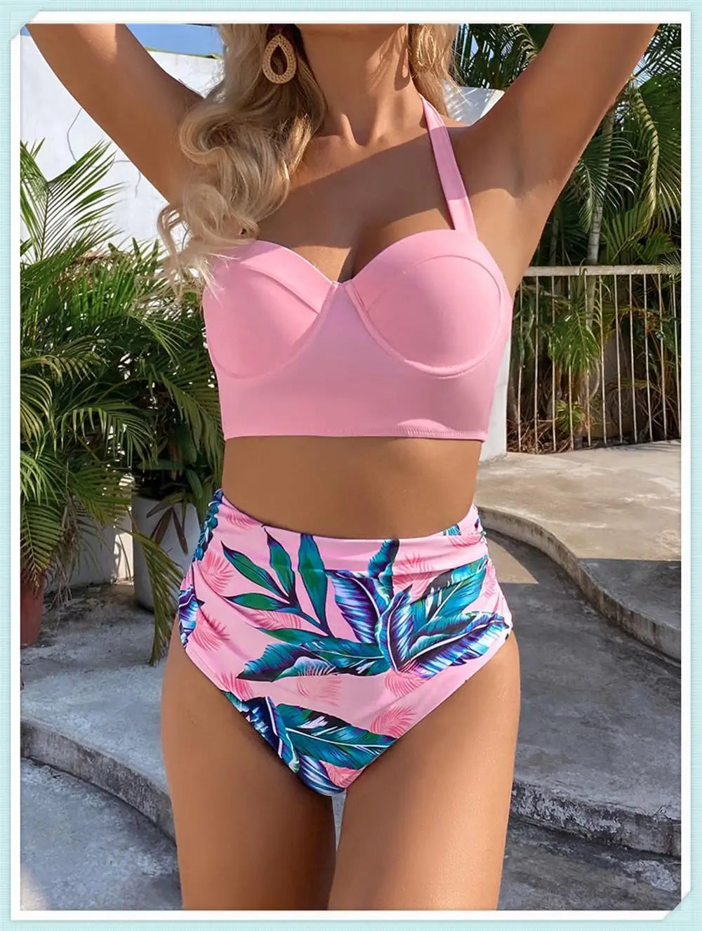 Push Up Swimsuit Women High Waist Bikini Set Butterfly Print Swimwear Female Padded Bathing Suit Swimming Beachwear Summer