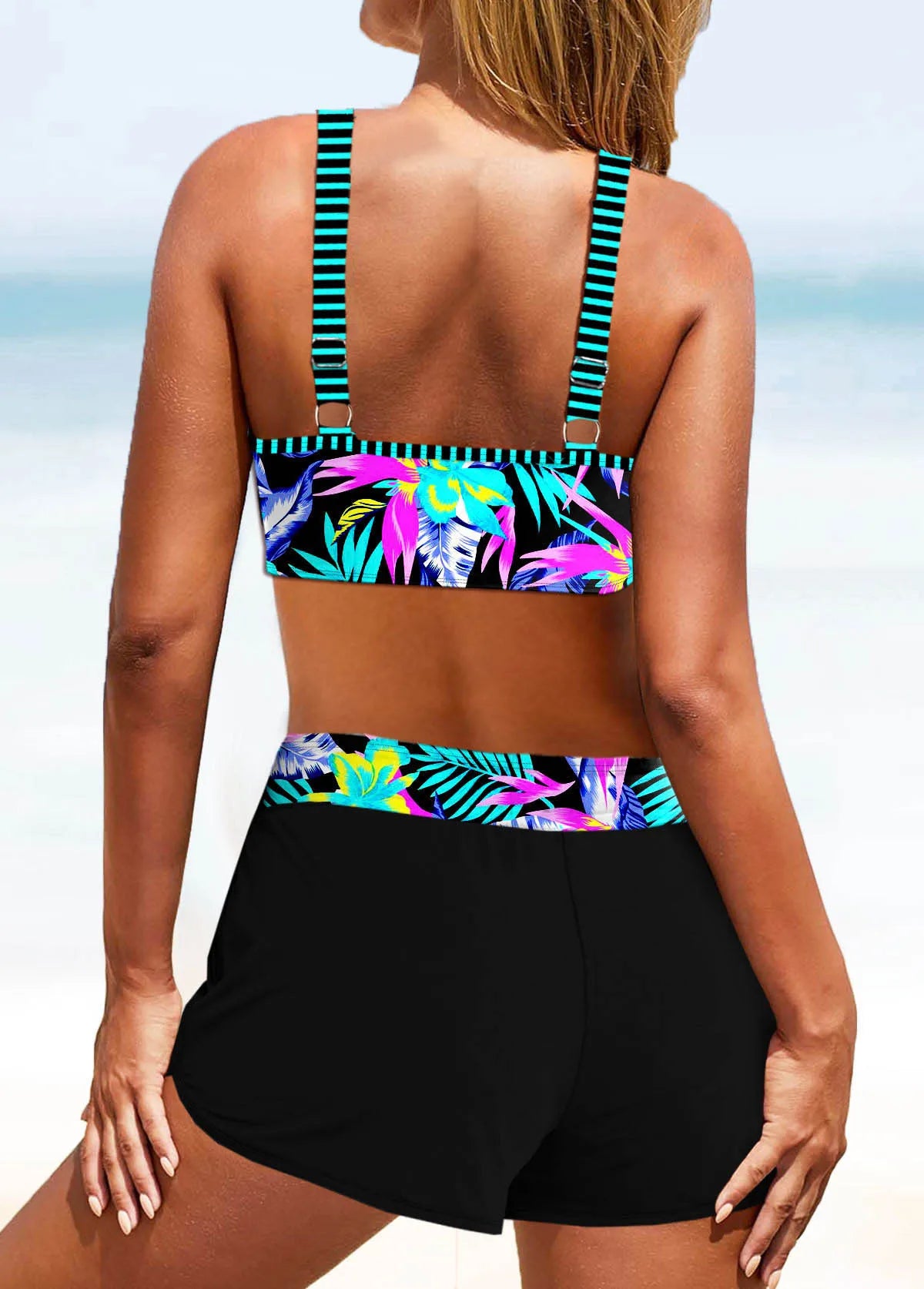 Summer Beach Women's Bikini Two Piece Swimwear Fresh Cashew Print Lace Up Beach Dress S-6XL