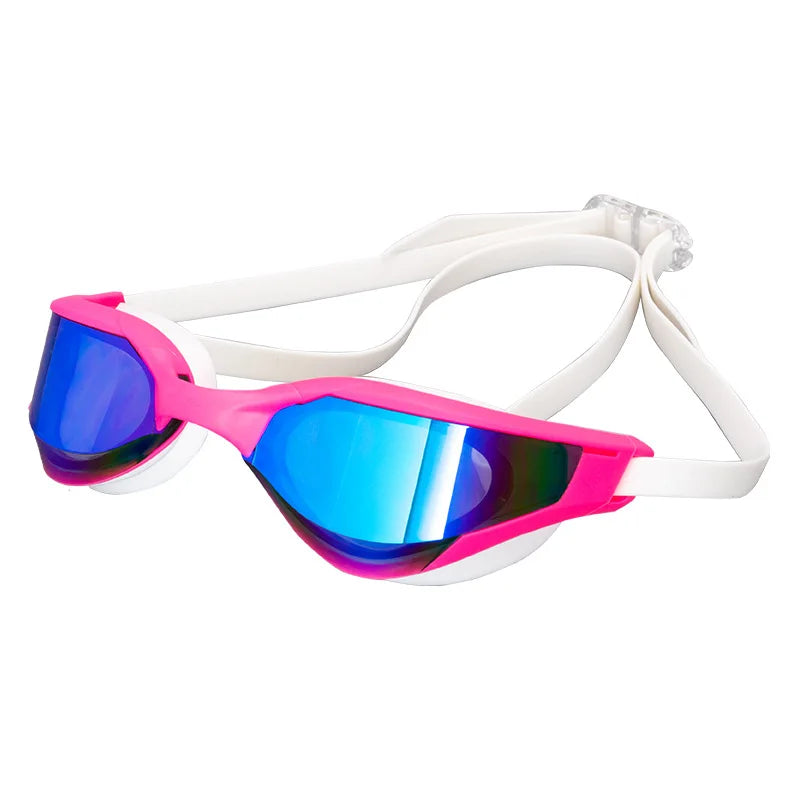 Professional Adult Swim Goggles Waterproof Fog-proof Racing Goggles Men Women Cool Silver Plated Swimming Equip
