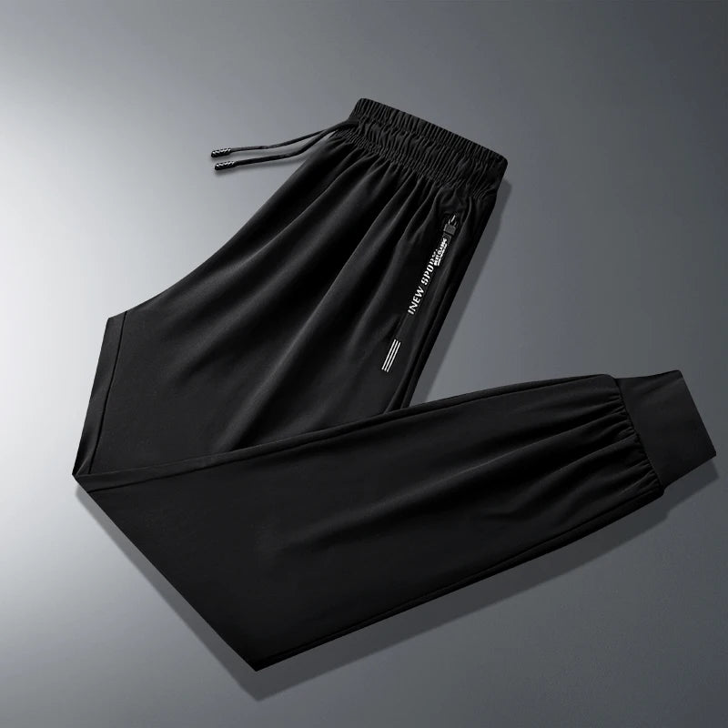 Ice Silk Pants for Men's Summer Thin Style Sports Quick Dried Straight Leg Draping Wide Leg Pants Casual Long Pants for Men