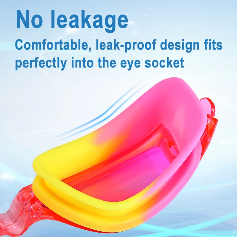 JSJM Professional Colorful Children Silicone Swimming Goggles Anti Fog UV Swimming Glasses Waterproof Silicone Swim Eyewear Kids
