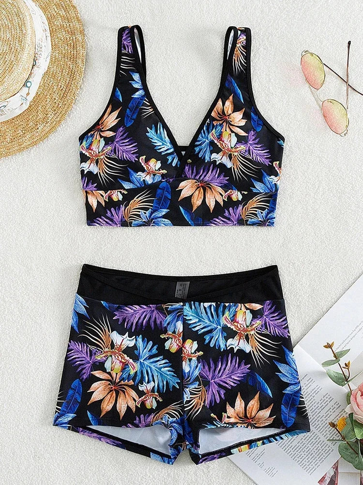 Strapped Swimwear Women High Waist Shorts Bikini Set Swimsuit Summer Push UP Beach Bathing Suit