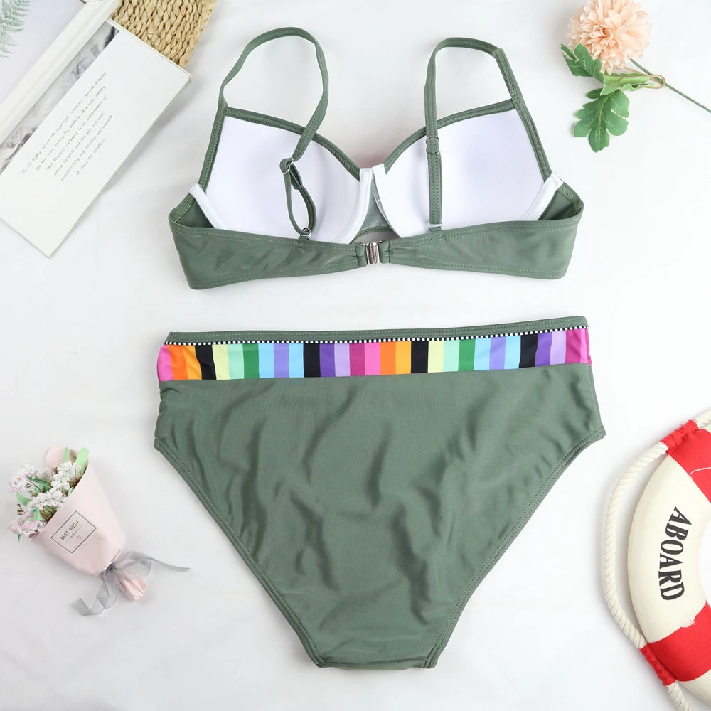 Swimwear Women Push Up Bikini Set Vintage Solid Brazilian Swimsuit Bathing Suit Beachwear Bathers