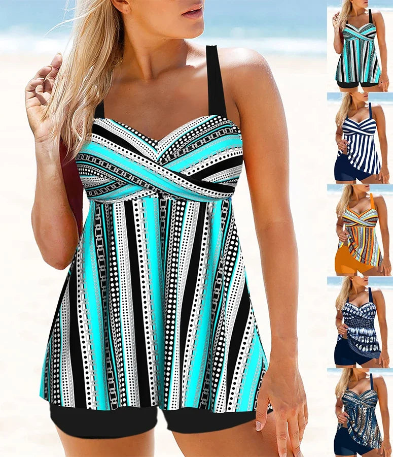 Summer Fashion Bohemian Style Printed Women's Swimsuit Hanging Neck Bikini Vacation Casual Swimsuit S-6XL