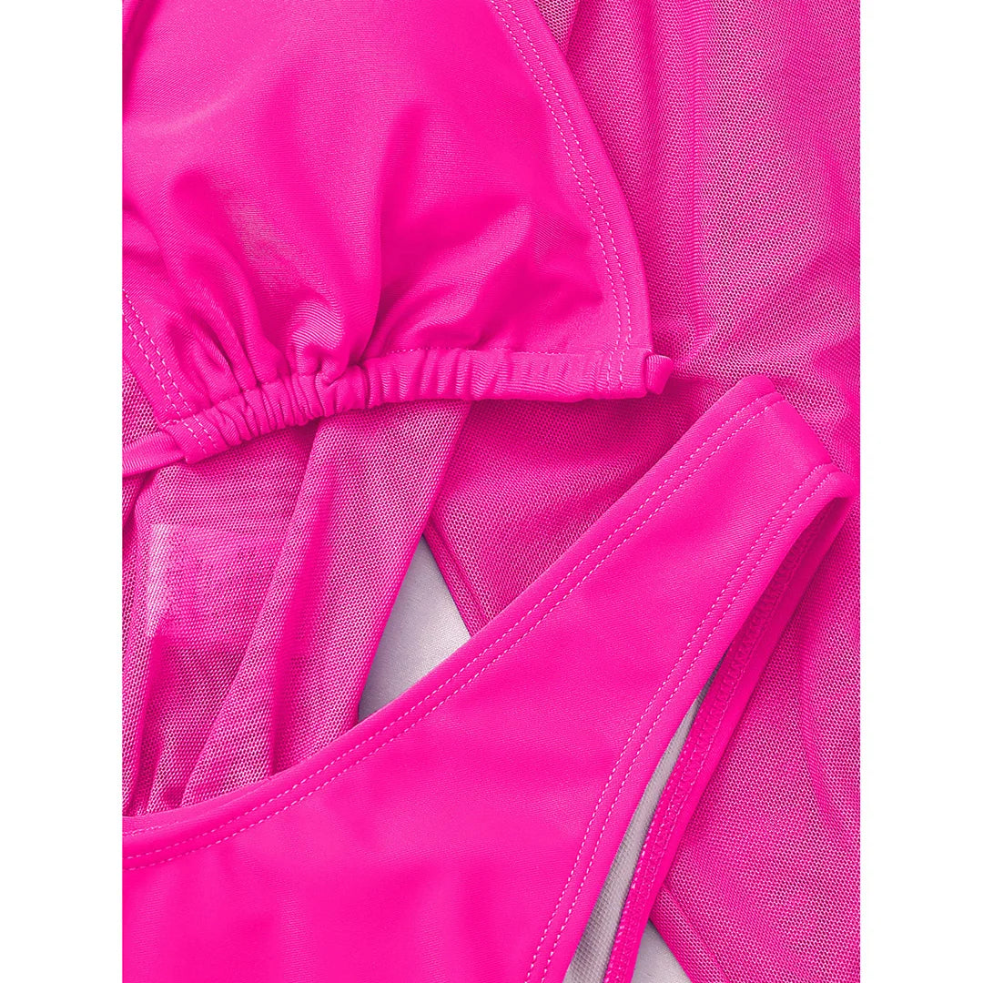 3 PCS Halter Bikini Women Swimwear Female Swimsuit Three-pieces Bikini set With Cover Up Bather Bathing Suit Swim Lady