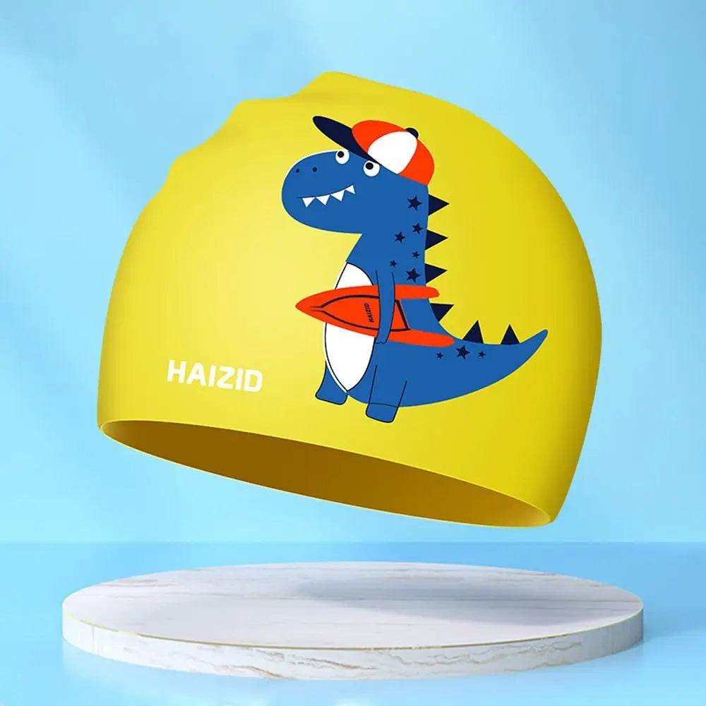 Lightweight Waterproof Children Swimming Cap Silicone Cartoon Kid Swimming Hat Protect Ears Animal Bathing Hats Cap Swimming Pool