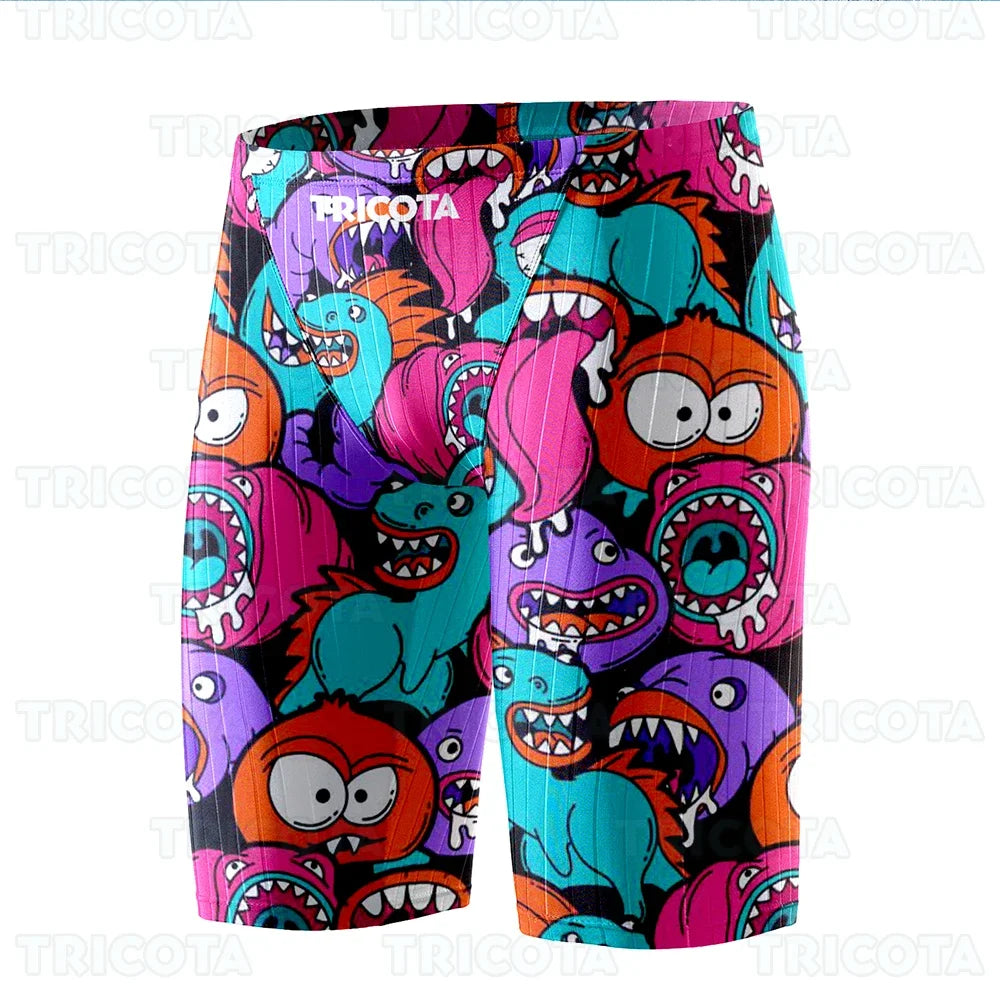 Men Beach Trunks Swimming Jammer Shorts Training Endurance Athletic Jammers Swimwear Swimsuit Uv Quick Dry Tight Surfing Shorts
