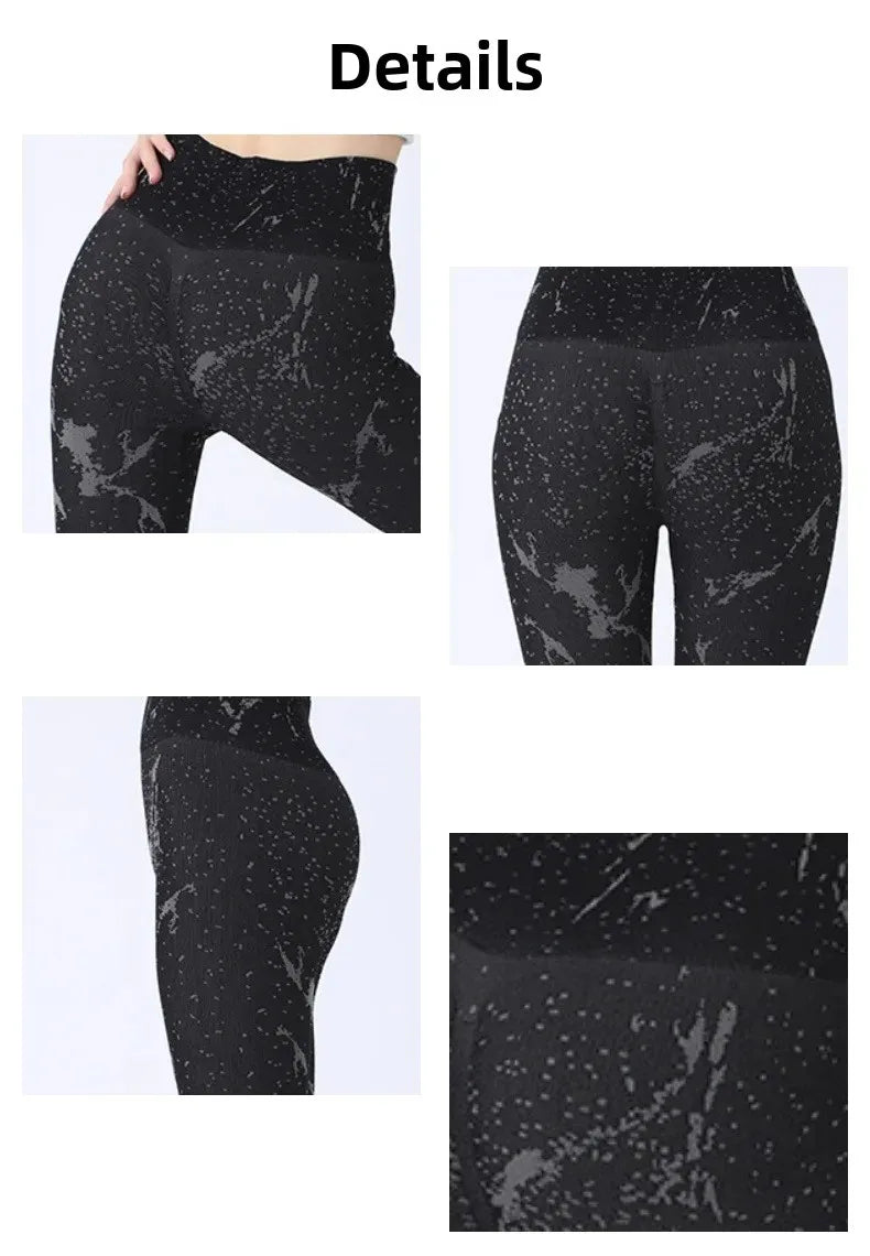 Black Splashed Ink Yoga Pants Personality Matched Butt Lifting Running Fitness Long Pants Fashion Simple Tight Sports Pants