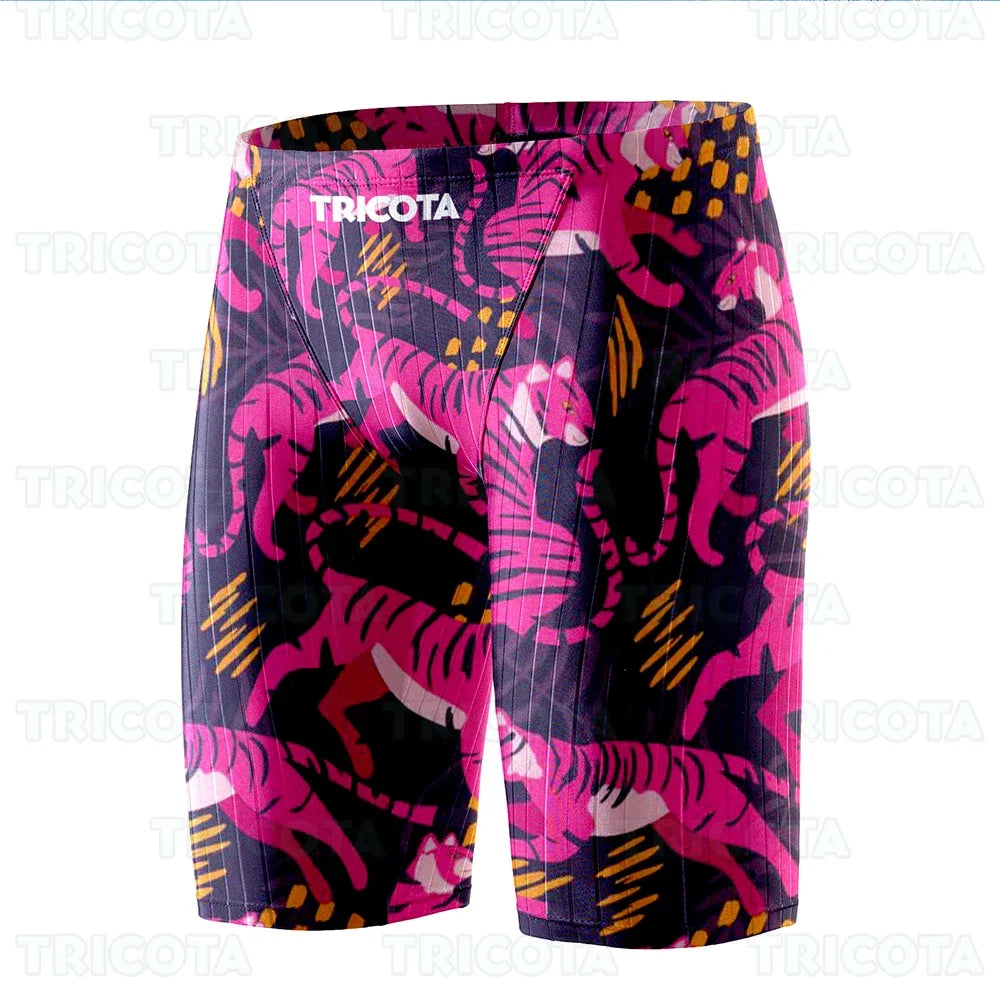 Men Beach Trunks Swimming Jammer Shorts Training Endurance Athletic Jammers Swimwear Swimsuit Uv Quick Dry Tight Surfing Shorts