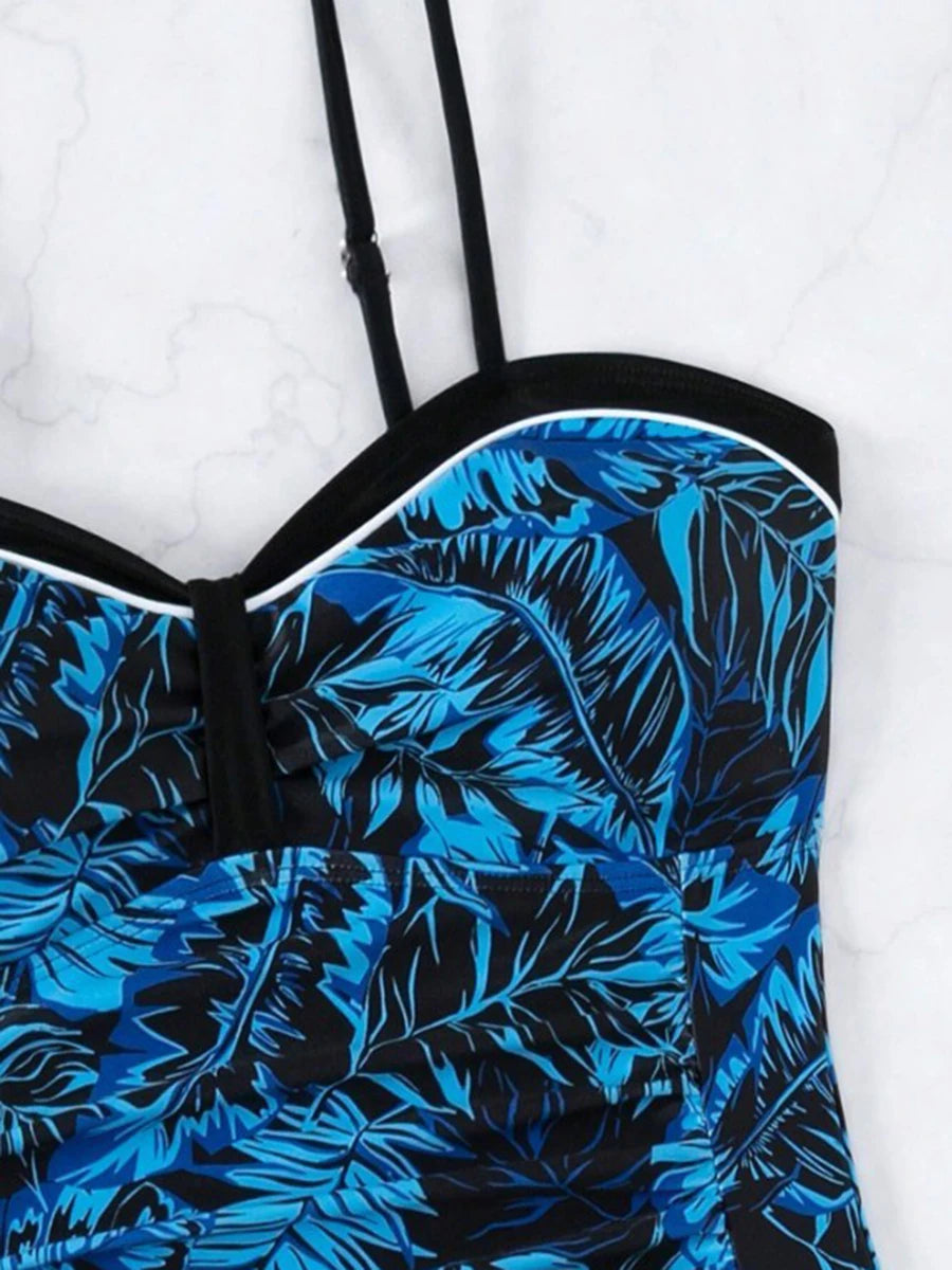 3 Pieces Print Tankini  & Beach Skirt Swimsuit Women Swimwear Female Bathers Bathing Swimming Suit Summer Beachwear