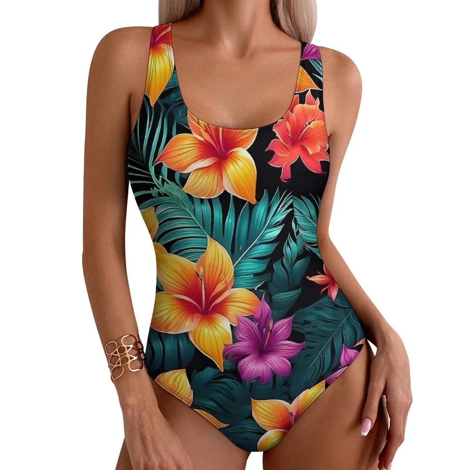 One Piece Swimsuit Floral Print