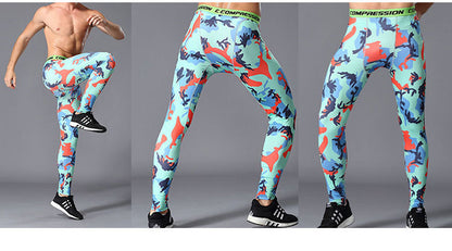 Men Camouflage Tights Man Fitness Compression Pants Quick-drying Rashguard Elastic Leggings for Gym Training