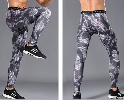 Men Camouflage Tights Man Fitness Compression Pants Quick-drying Rashguard Elastic Leggings for Gym Training
