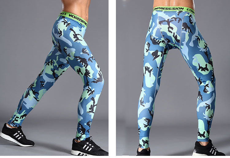 Men Camouflage Tights Man Fitness Compression Pants Quick-drying Rashguard Elastic Leggings for Gym Training