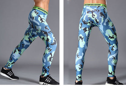 Men Camouflage Tights Man Fitness Compression Pants Quick-drying Rashguard Elastic Leggings for Gym Training