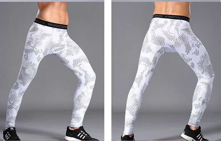 Men Camouflage Tights Man Fitness Compression Pants Quick-drying Rashguard Elastic Leggings for Gym Training
