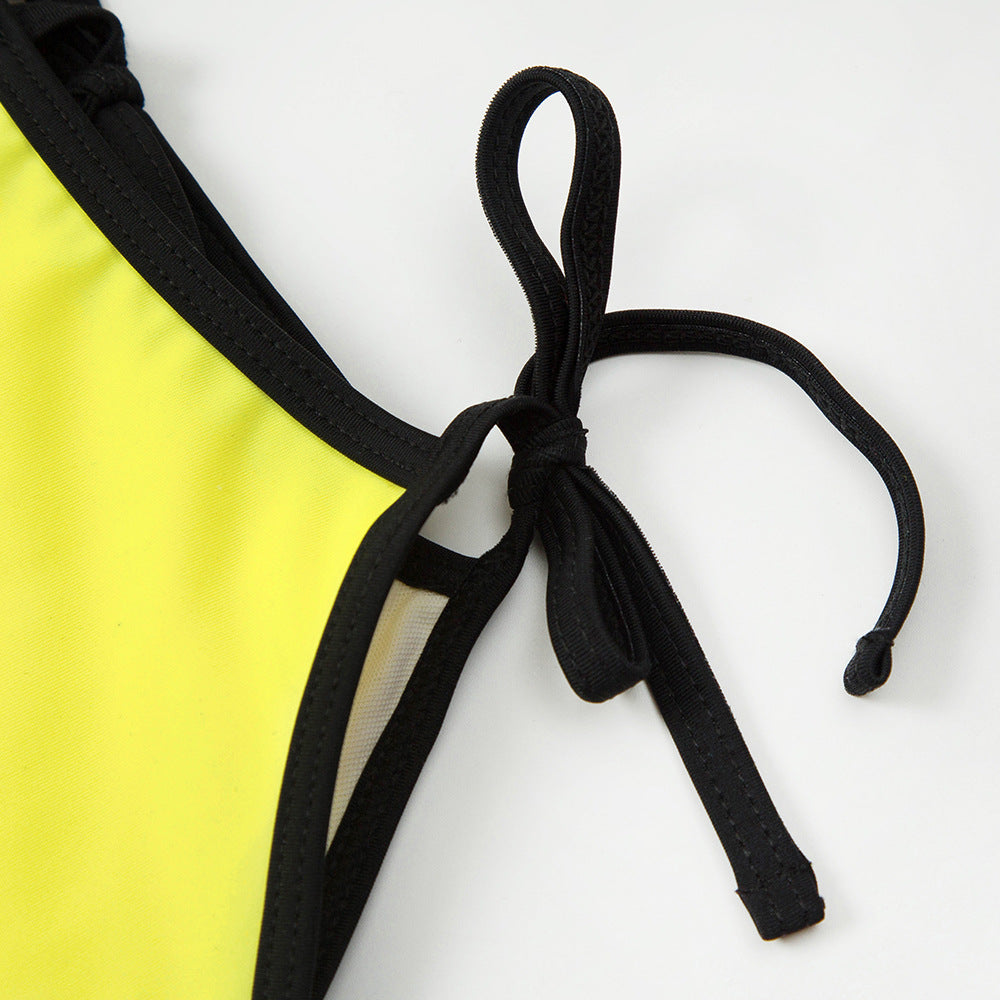 Tie Side High Cut Female Bandeau Swimwear One Piece Swimsuit Women Monokini Bather Bathing Suit Swim Beachwear Bodysuit