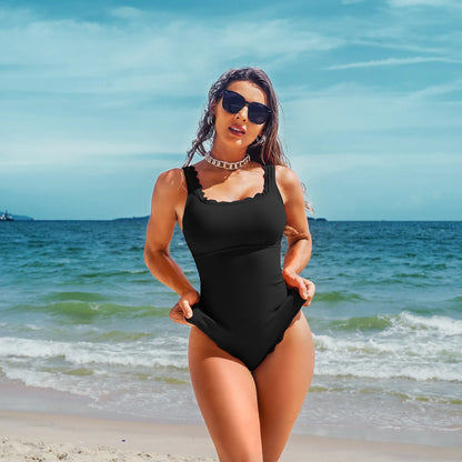 Charmo Womens One Piece Swimsuits U Neck Solid Color Monokini Push Up Bathing Suits Swimwear
