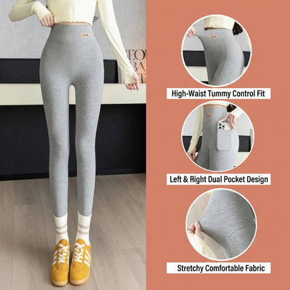 High Waist Thickened Lamb Velvet Leggings Women's plus Size Cuffed Cotton Nine-Piece Pants Warm Fleece Small Foot Pants