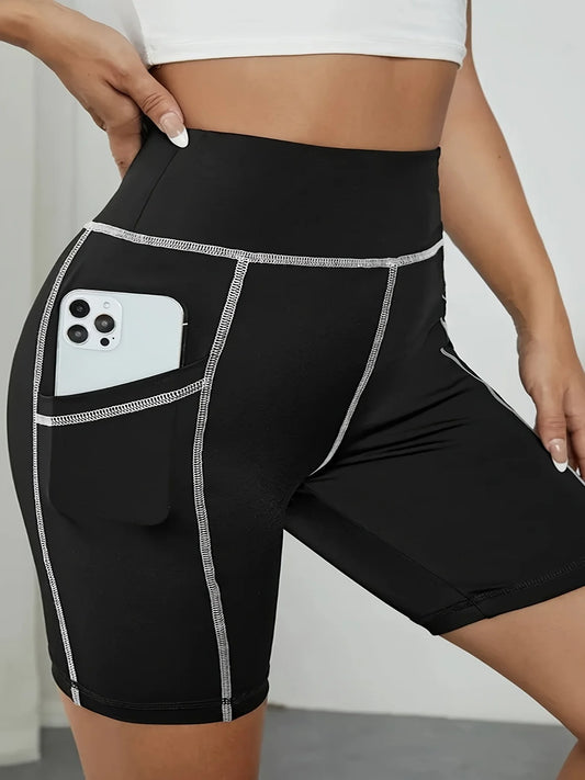 Women's Plus-Size Yoga gym shorts with pocket.