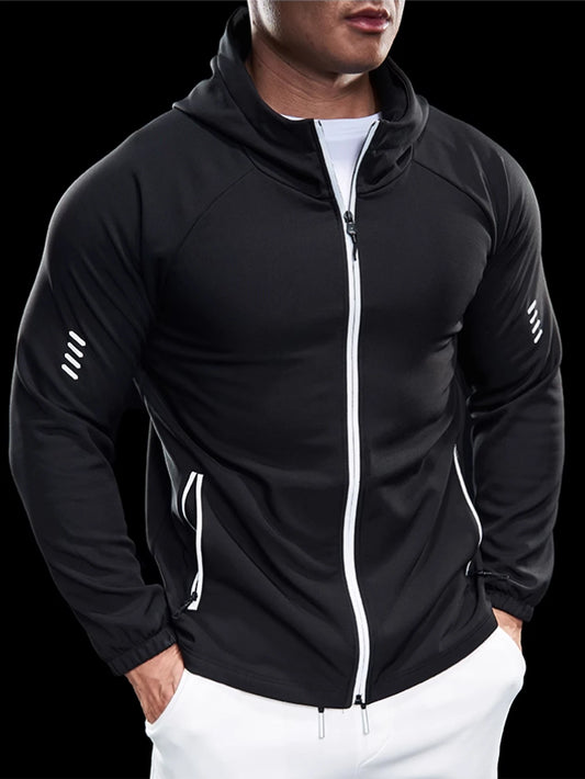 Men's hooded jacket, waterproof, reflective zipper, athleisure, outdoor, camping, multi-season