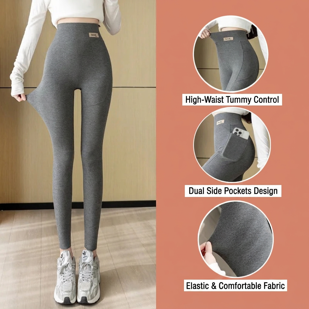 High Waist Thickened Lamb Velvet Leggings Women's plus Size Cuffed Cotton Nine-Piece Pants Warm Fleece Small Foot Pants