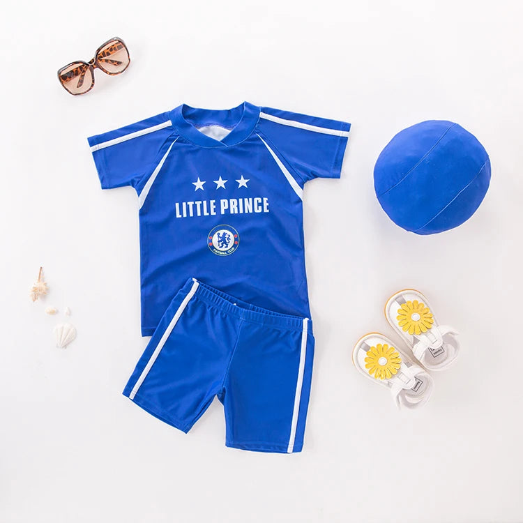 Boys' Cartoon Rash Guard Swim Set with Shorts & Hat