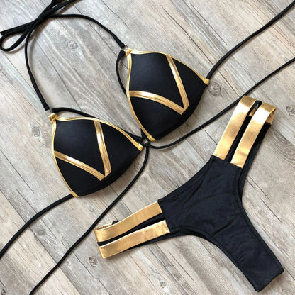 Gold Stamping Women Bikini Set Padded Women Swimsuit Push Up Bikini Swimwear Summer Beachwear Brazil Bathing Suit