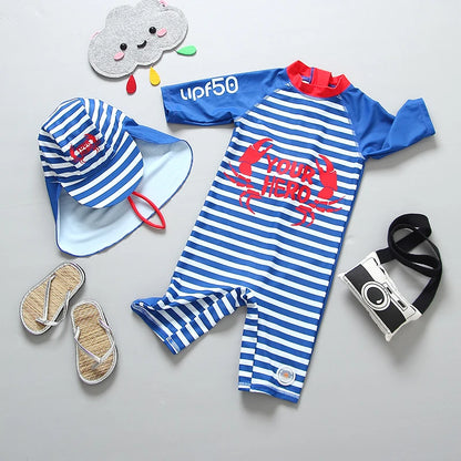Kids Bathing Suits UV Protection Swimsuit Baby Boy Long Sleeve Swimwear for Children Swimming Suit Child Beach Pool Clothes