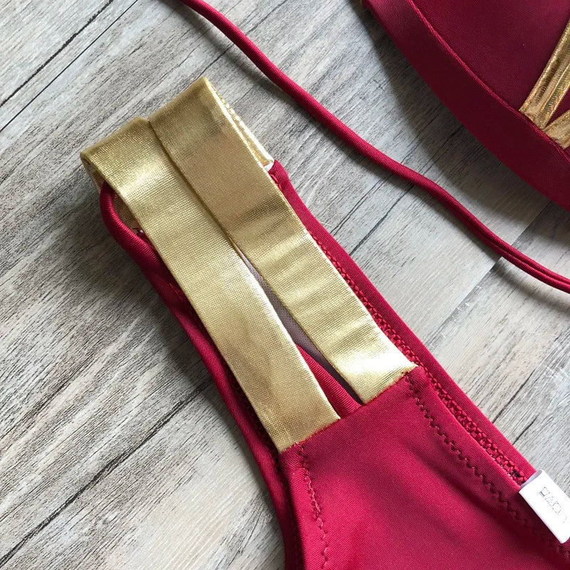 Gold Stamping Women Bikini Set Padded Women Swimsuit Push Up Bikini Swimwear Summer Beachwear Brazil Bathing Suit