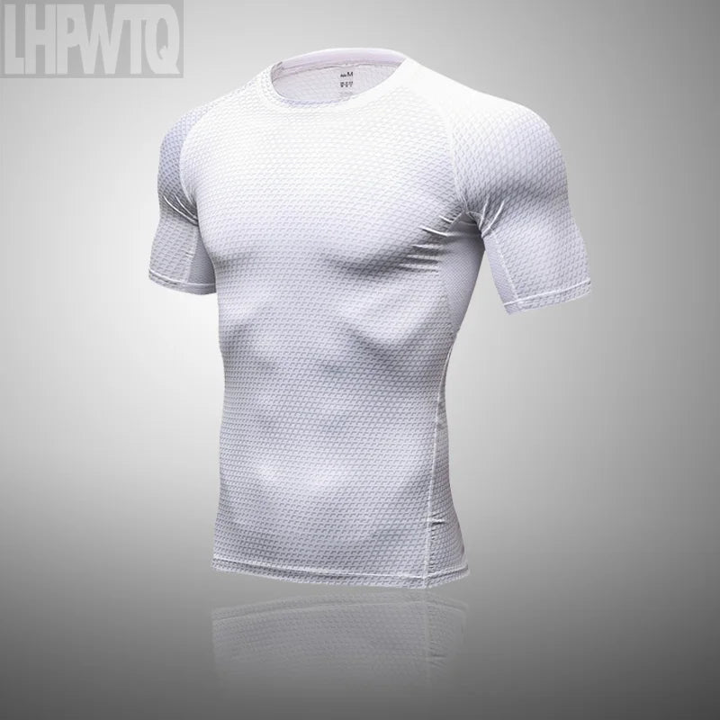 Men Running Shirt Compression Quick Dry Breathable Gym Shirt Elastic Sweat Sport Shirt Fitness Men Clothing Rashguard Male Tops