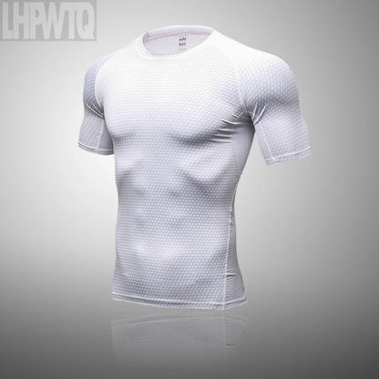 Men Running Shirt Compression Quick Dry Breathable Gym Shirt Elastic Sweat Sport Shirt Fitness Men Clothing Rashguard Male Tops