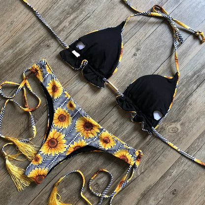 Bikinis Set Women Swimsuit Bandage Two-Piece Swimwear Brazilian Biquínis Beachwear Bathing Suit