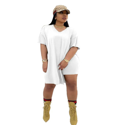 Plus Size Women Clothing Two Piece Set 4xl Summer Slip HemTop Shorts Suit Casual Tracksuit Streetwear