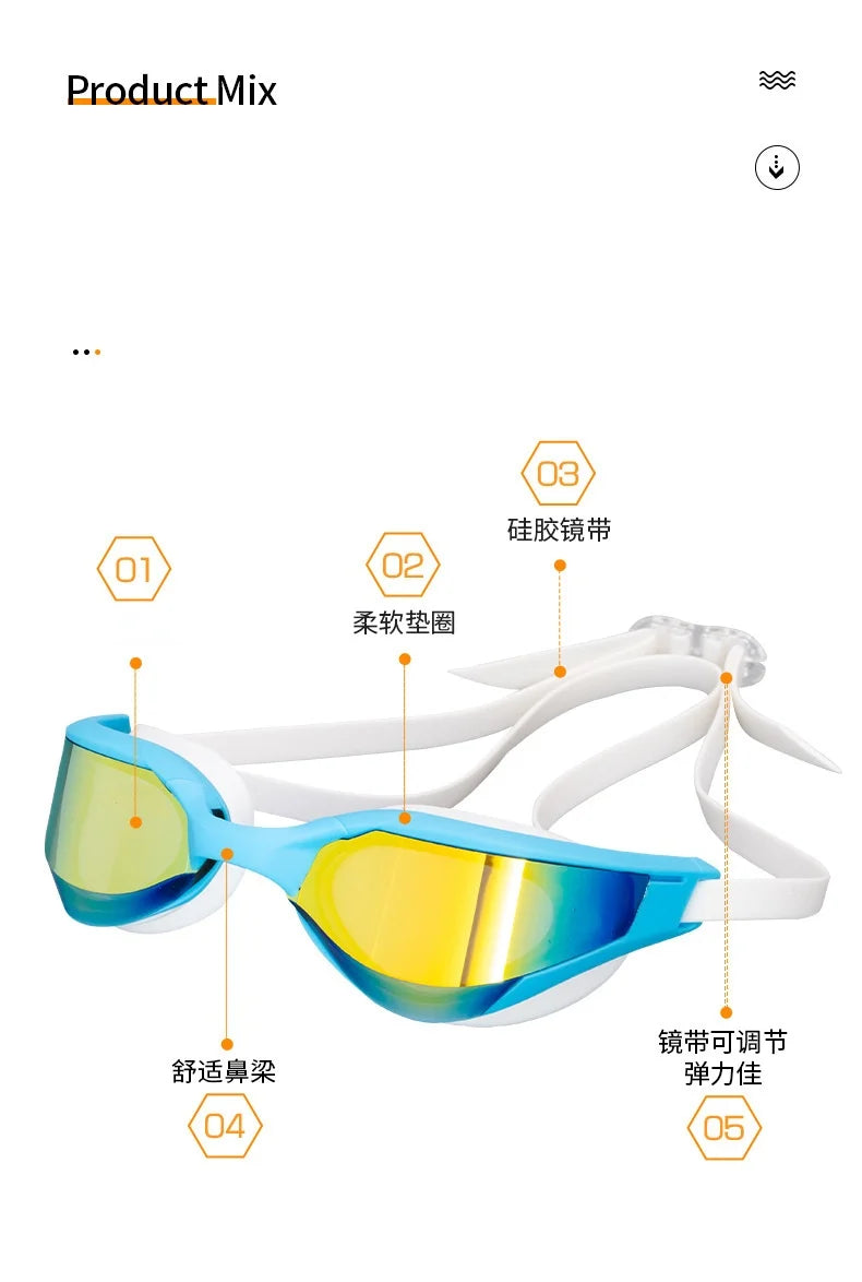 Profession Racing Swimming Goggles Plating Waterproof UV Protection Competition Anti-Fog Glasses Outdoor Match Eyewear