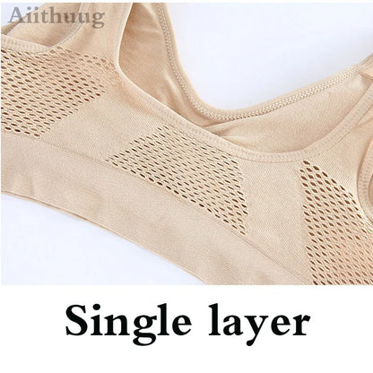 6XL Racerback Sports Bra for Women - Comfortable Sleep Bra Seamless Workout Yoga Bra Plus Size Breathable Mesh Workout