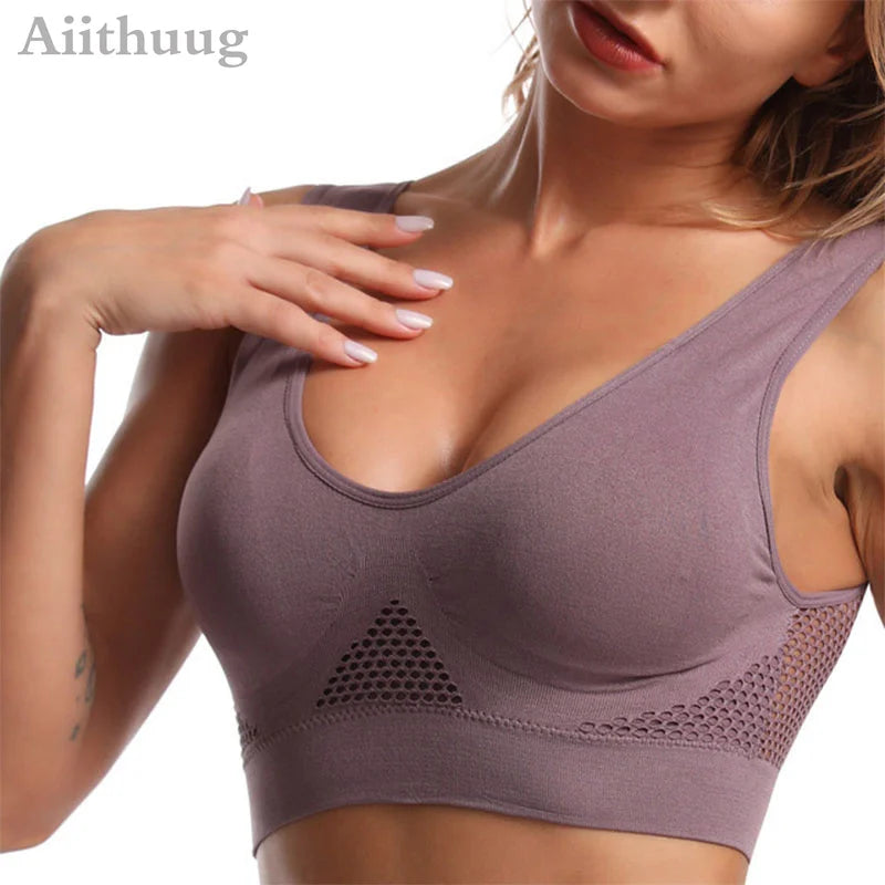 6XL Racerback Sports Bra for Women - Comfortable Sleep Bra Seamless Workout Yoga Bra Plus Size Breathable Mesh Workout