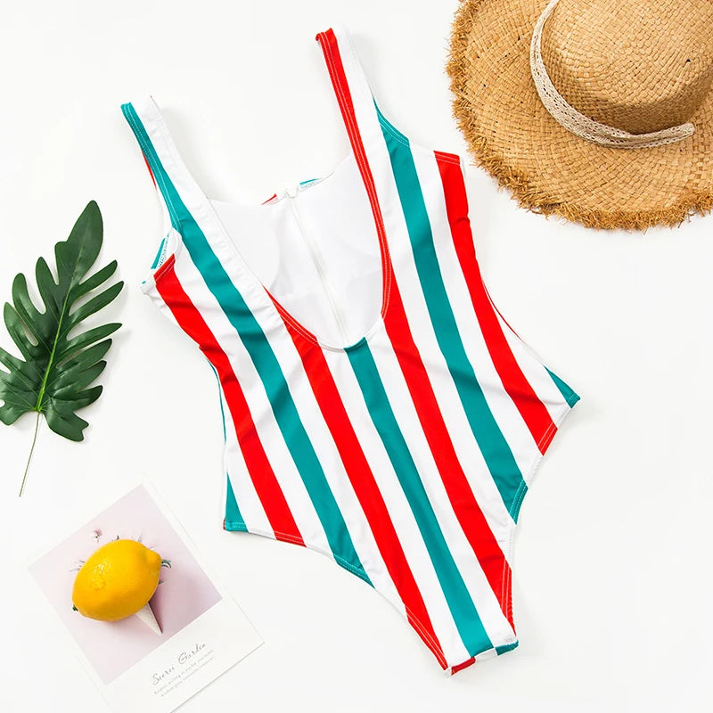 Multi Designs Color Printed Zipper Swimsuit One Piece Swimwear Women Floral Bathers Bathing Swimming Swim Suit Female Beachwear
