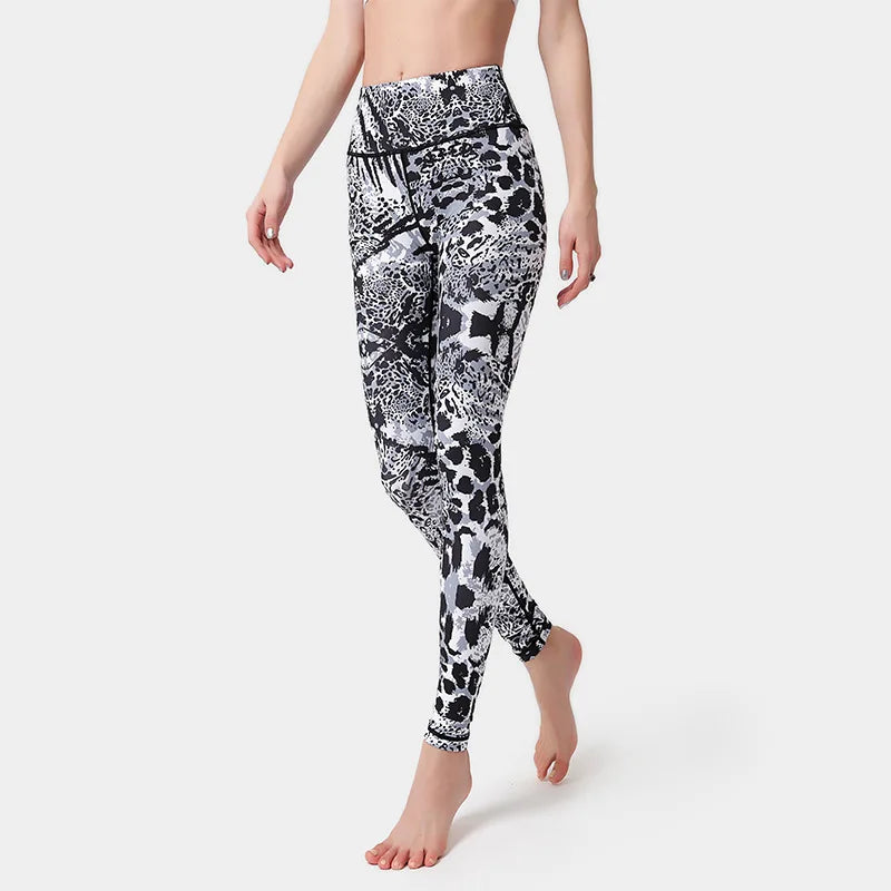 Women High Waist Yoga Pants Printed Sport Leggings Stretchy Running Pants Sport Trousers Workout Gym Tight Women Slim Sportswear
