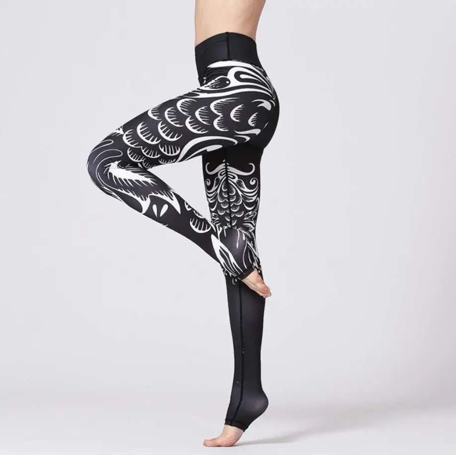 Yoga Pants Women High Waist Trainer Sports Leggings Long Tights Floral Push Up Running Trouser Workout Tummy Control