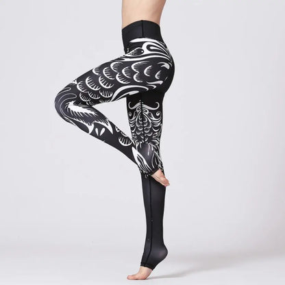 Yoga Pants Women High Waist Trainer Sports Leggings Long Tights Floral Push Up Running Trouser Workout Tummy Control