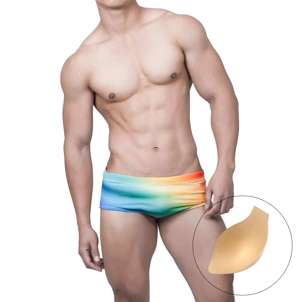 Summer Men's Swimming Trunks Low Waist Beach Board Surfing Swimwear Gradient Fashion Male Sport Quick Dry Bathing Swimsuits