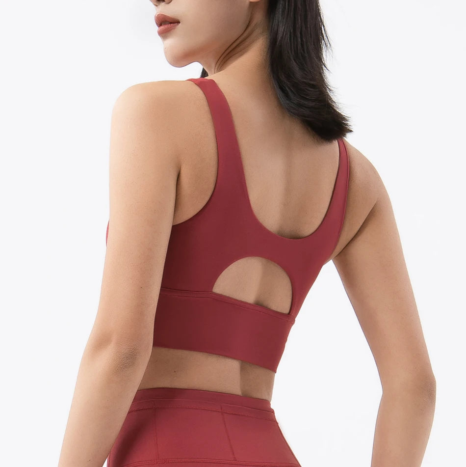 SOISOU Women's High-Neck Keyhole-Back Sports Bra