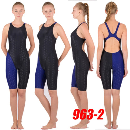 NWT HXBY 963 WOMEN'S GIRL‘S COMPETITION TRAINING RACING PROFESSIONAL KNEESKIN SWIMWEARS SWIMSUITS FISH-SCALE PATTER ALL SIZE