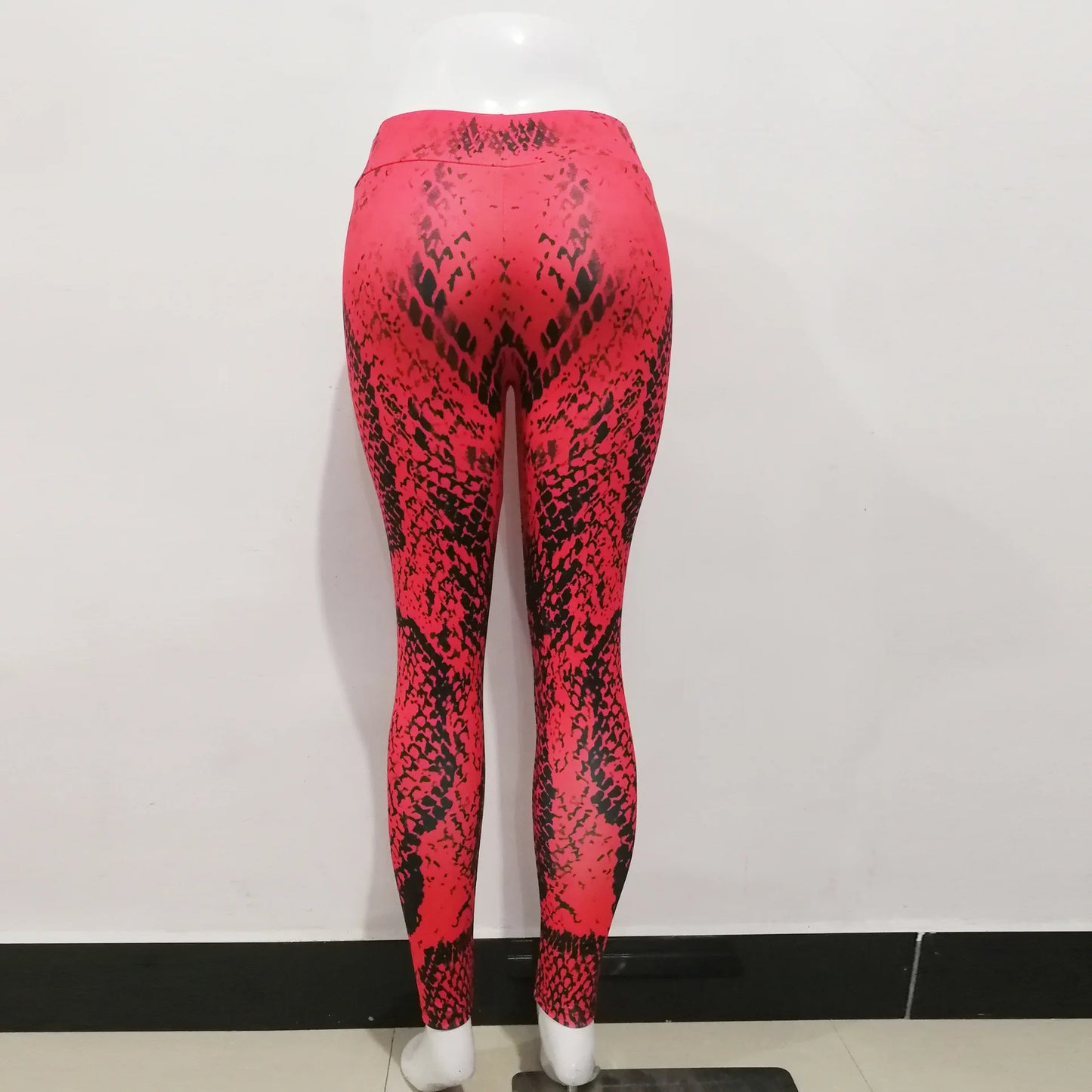 Women Red Serpentine Fitness Leggings Jogging Outdoor Running Sportswear High Waist Pants Casual  Workout Trousers Bottom