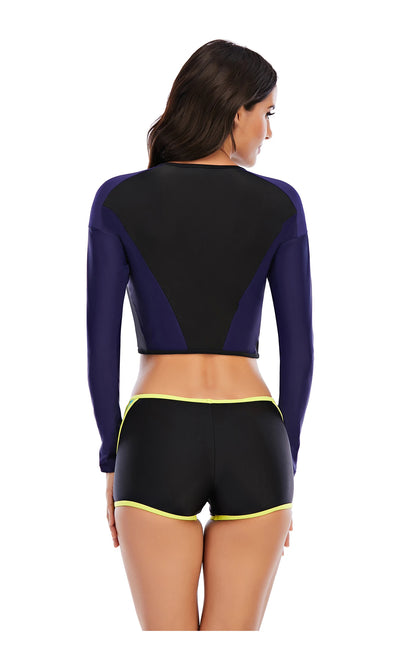 Women Two Pieces Swimsuit Rash Guard Long Sleeve Swimwear Women Bathing Suit Floral Print Swimsuit Surfing Swim Shirts