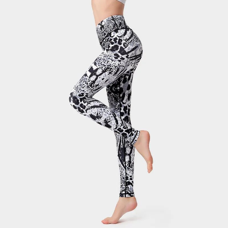Women High Waist Yoga Pants Printed Sport Leggings Stretchy Running Pants Sport Trousers Workout Gym Tight Women Slim Sportswear